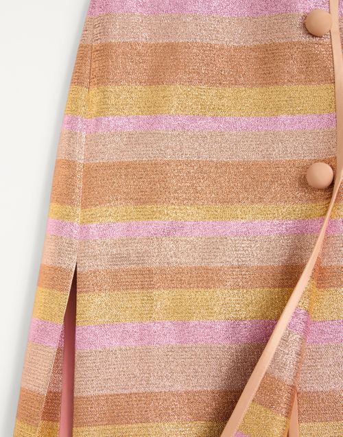 Valentino - Lurex Lumiere Nocturne Barré Vest - Rose Gold - Woman - Coats And Outerwear