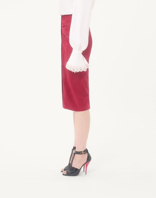 Valentino - Suede Skirt - Cherry Red - Woman - Skirts