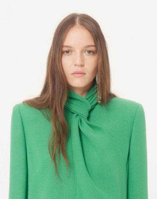 Valentino - Short Dress In Crispy Light Wool - Emerald - Woman - Dresses