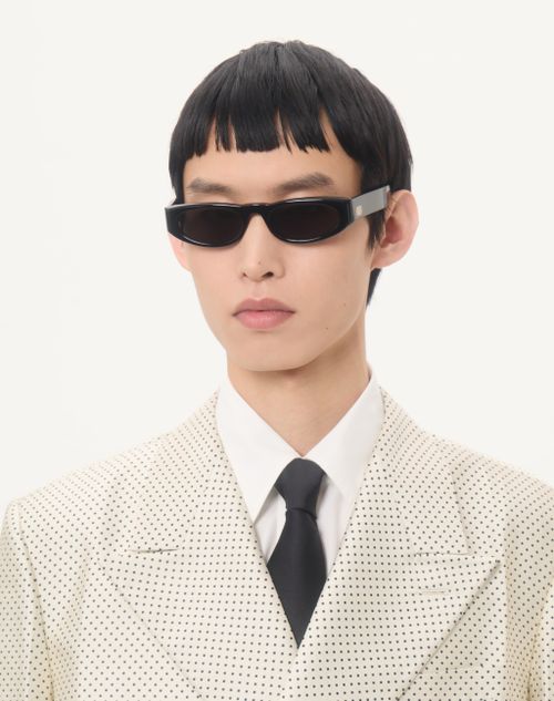 Valentino - Geometric Acetate Eyewear - Black/gray - Unisex - Eyewear