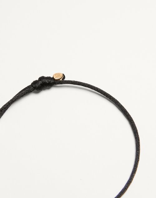 Valentino Garavani - Vlogo Signature Valentino Garavani Cotton Bracelet - Black - Woman - Jewelry