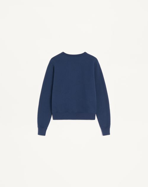Valentino - Embroidered Cotton Sweatshirt - Blue - Woman - Tshirts And Sweatshirts