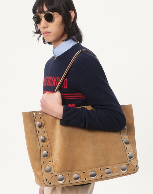 Valentino - Wool Sweater With Chez Valentino Jacquard Motif - Blue/red - Man - Knitwear