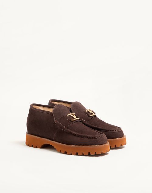 Valentino Garavani - Bota Al Tobillo Lord Chunky De Serraje - Testa Di Moro - Hombre - Botas