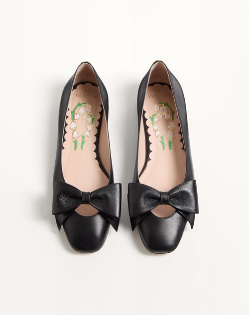 Valentino Garavani - Bowow Kidskin Ballerina - Black - Woman - Ballerinas