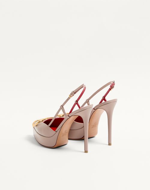 Valentino Garavani - Vlogo Signature Calfskin Slingback Platform Pump 120mm - Poudre - Woman - Pumps