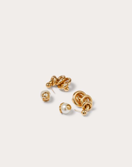 Valentino Garavani - Vlogo Signature Metal And Glass Bead Earrings - Gold - Woman - Jewelry