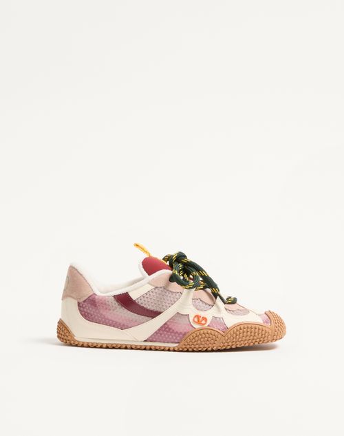 Valentino Garavani Amphibia Trainer In Rubberised Calfskin And Calfskin Woman Pink 36