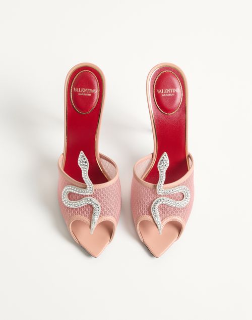 Valentino Garavani - Sandalo Slide Coeur Vipère In Rete 105mm - Rosa - Donna - Sandali