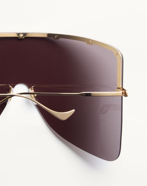 Valentino - Occhiale Maschera In Metallo - Oro/grigio - Unisex - Occhiali