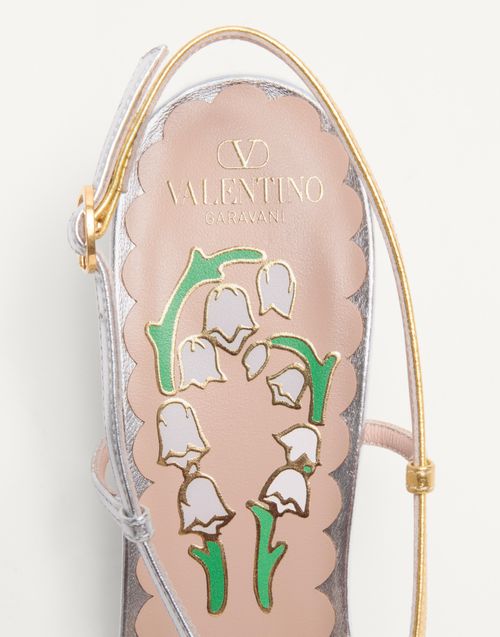Valentino Garavani - Bowow Slingback Pumps In Laminated Nappa 45mm - Gold/silver - Woman - Pumps