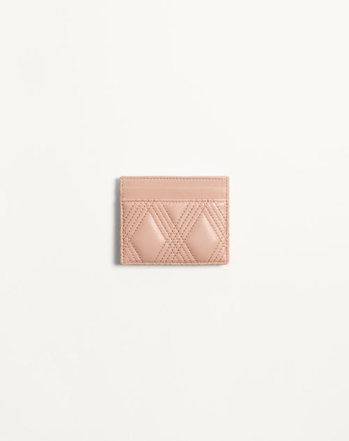 Valentino Garavani - Valentino Garavani Quiltie 67 Cardholder In Quilted Nappa Leather - Rose Cannelle - Woman - Wallets And Small Leather Goods