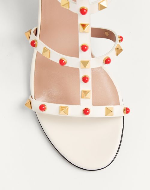 Valentino Garavani - Rockstud Calfskin Sandal With Cabochon Stones 60mm - Ivory - Woman - Sandals