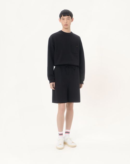 Valentino - Valentino Cotton Bermuda Shorts With Vgold - Black - Man - Pants And Shorts