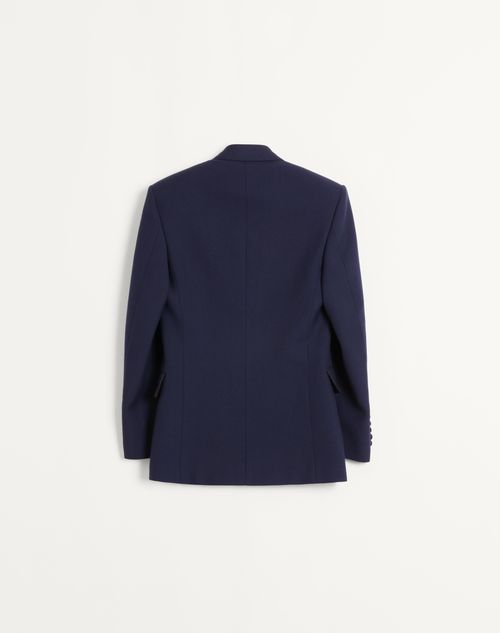 Valentino - Double-breasted Jacket In Wool Gabardine - Indigo - Man - Coats And Blazers