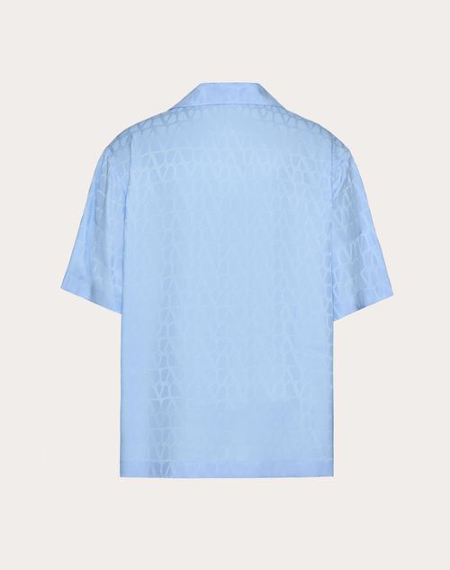 Valentino - Silk Bowling Shirt With Toile Iconographe Pattern - Sky Blue - Man - Shirts