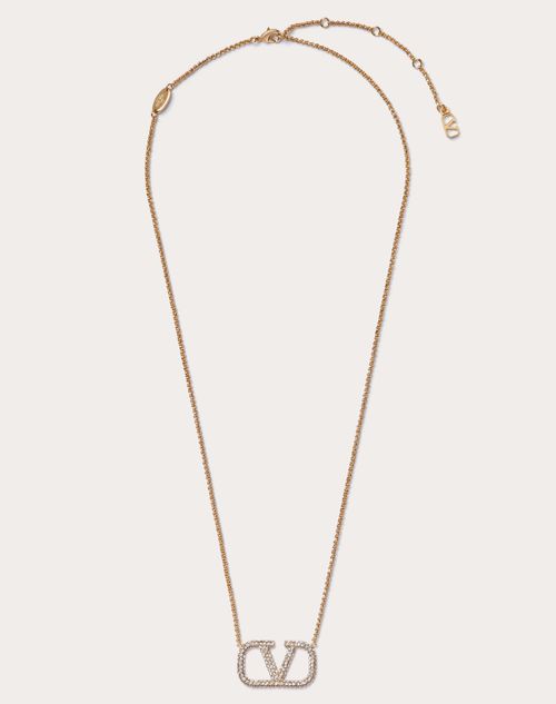 Valentino Garavani Vlogo Signature Metal And Swarovski® Crystal Necklace Woman Gold Uni