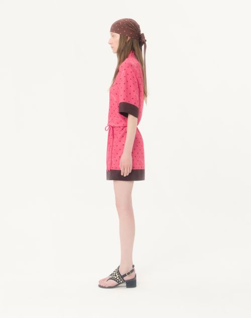 Valentino - Abito Chemisier In Twill Stelline Starry - Corallo/chocolate - Donna - Abiti