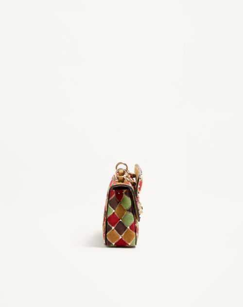 Valentino Garavani - Borsa Piccola Valentino Garavani Rockstud Spike In Suede Patchwork - Multicolor - Donna - Borse A Spalla