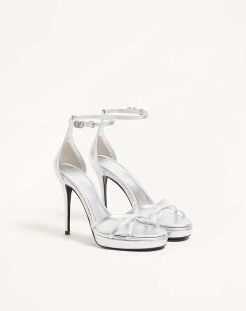 Valentino Garavani - Eveninglam Platform Sandal In Laminated Nappa 120mm - Silver - Woman - Sandals