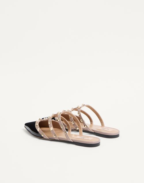 Valentino Garavani - Rockstud Patent-leather Mule - Black/poudre - Woman - Ballerinas