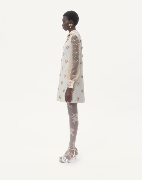 Valentino - Embroidered Crepe Couture Short Dress - Dirty Sage/silver - Woman - Dresses