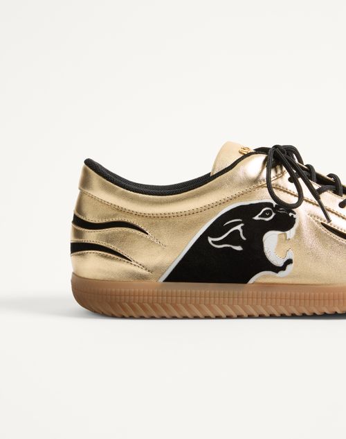 Valentino Garavani - Kicky Laminated Nappa Trainer - Antique Brass - Man - Trainers