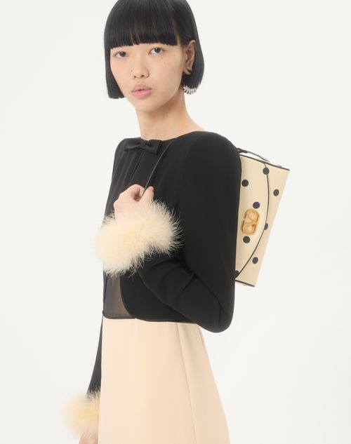 Valentino Garavani - Valentino Garavani Devain Small Shoulder Bag In Moiré Plus De Pois Fabric - Butter/black - Woman - Shoulder Bags