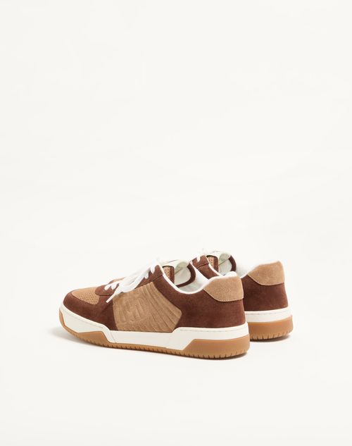 Valentino Garavani - Sparry Trainer In Split Leather - Brown/camel - Man - Trainers
