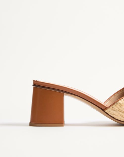 Valentino Garavani - Vlogo Signature Slide Sandal In Raffia 60mm - Beige - Woman - Sandals