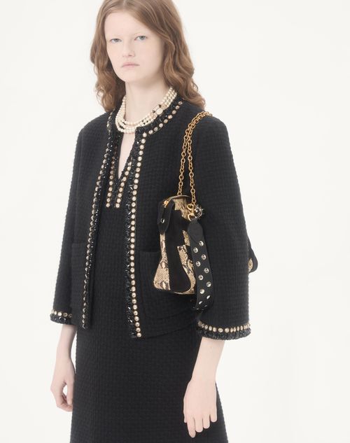 Valentino - Embroidered Canestrello Tweed Short Dress - Black/silver - Woman - Dresses