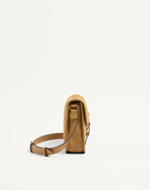 Valentino Garavani - Valentino Garavani Antibes Suede Shoulder Bag - Havana Beige - Man - Shoulder Bags