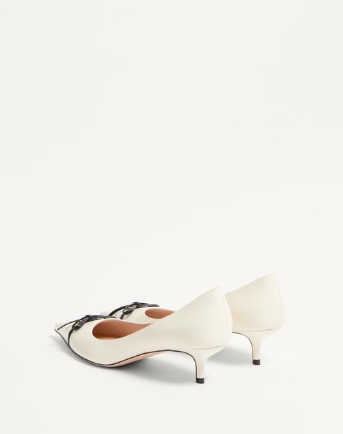 Valentino Garavani - Bepointy Pump In Patent Leather And Kidskin 45mm - Ivory/black - Woman - Pumps And Slingbacks