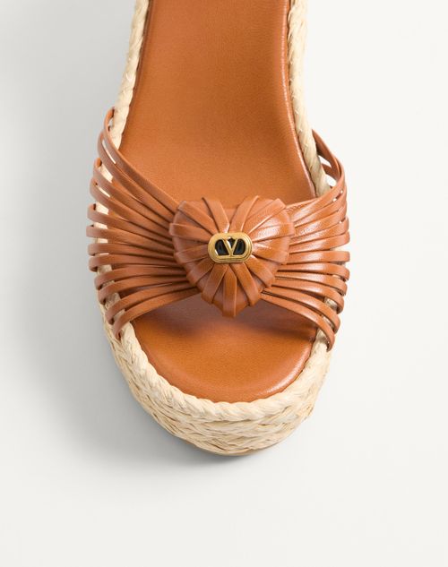 Valentino Garavani - Royal Wedge Kidskin Sandal 100mm - Roasted Pecan - Woman - Espadrilles And Wedges