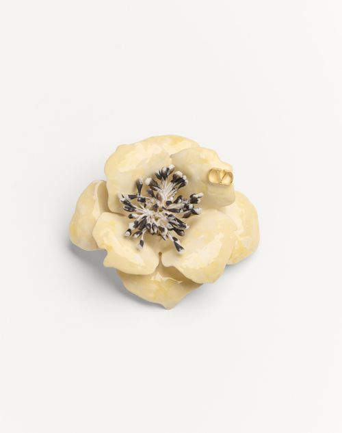 Valentino Garavani Garavani Fleur Lumineuse Brooch In Metal Enamel And Fabric In Multicolour