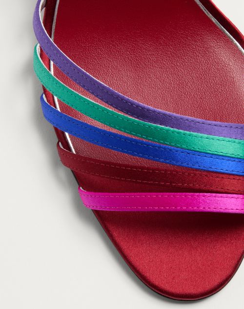 Valentino Garavani - Sandalia Ladycrush De Satén Con Cristales Y Tacón De 85 mm - Multicolor/plateado - Mujer - Sandalias