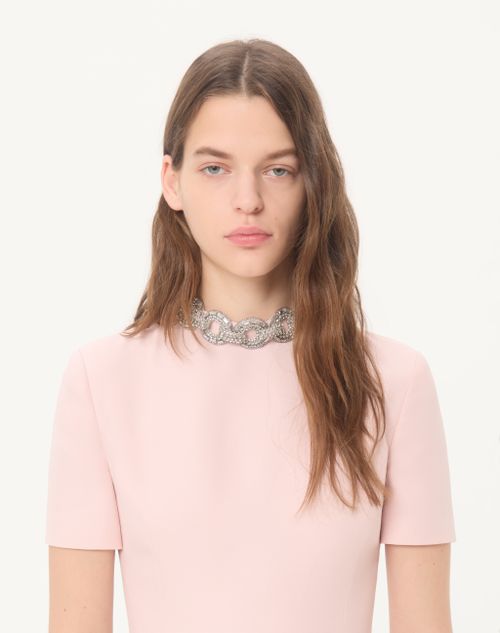 Valentino - Crepe Couture Embroidered Midi Dress - Pink/silver - Woman - Dresses