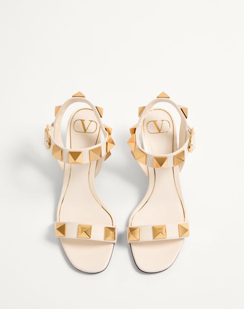 Valentino Garavani - Roman Stud Calfskin Sandal 60 Mm - Light Ivory - Woman - Sandals