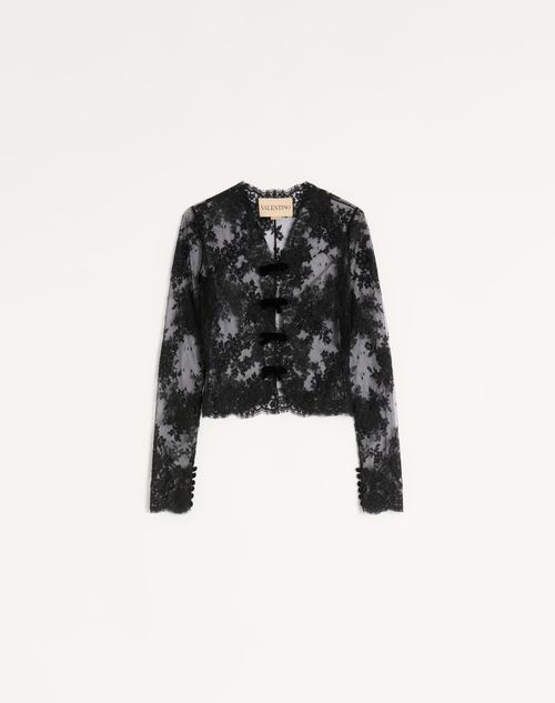 Valentino - Lace Shirt With Bows - Black - Woman - Shirts And Tops