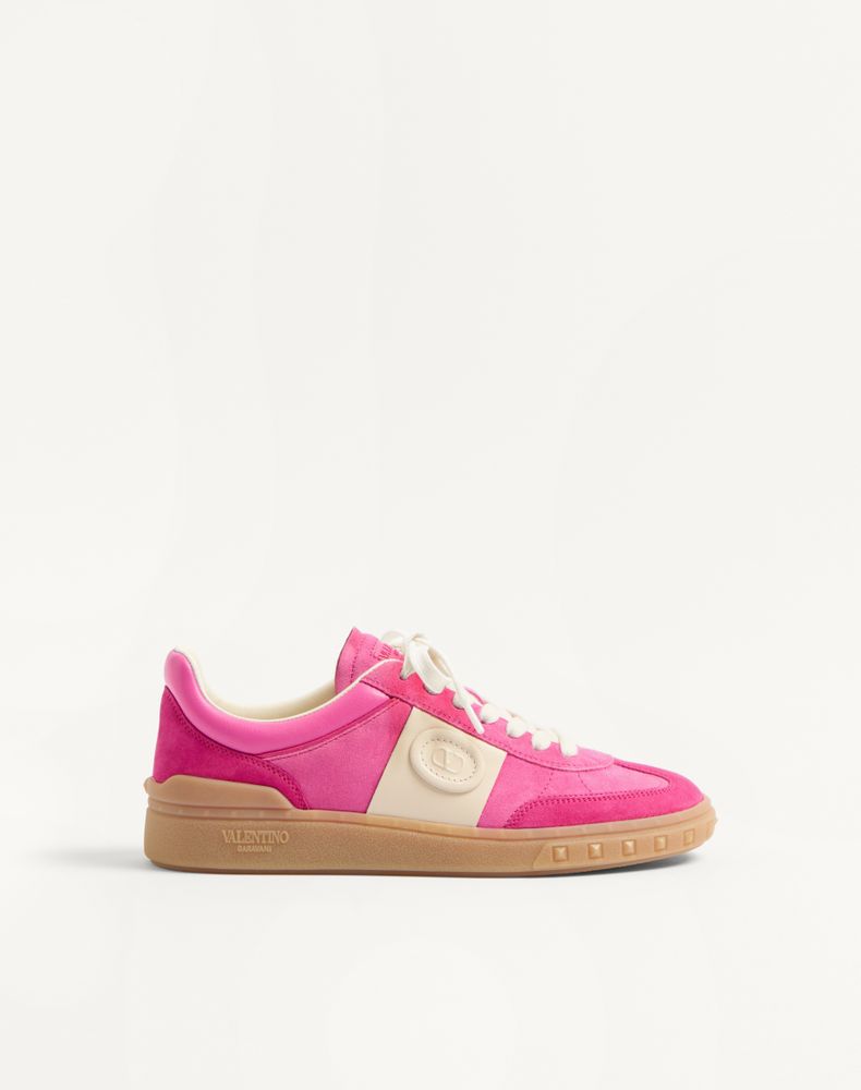Valentino Garavani Low Top Sneakers Contrast Panels Rubber Sole In Pink