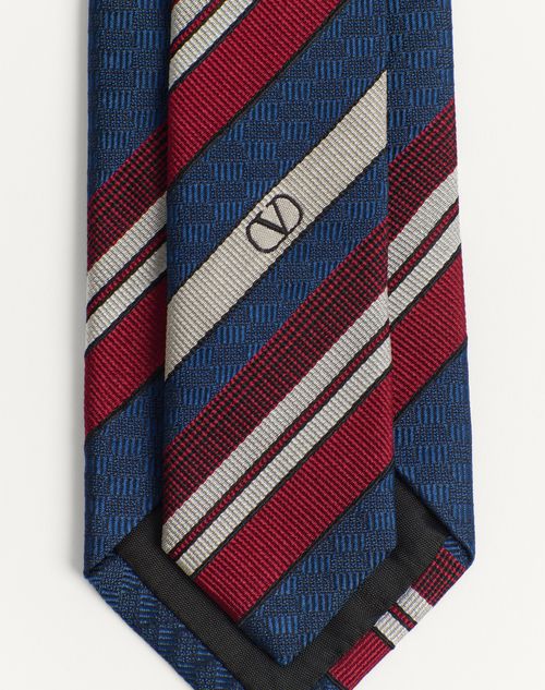 Valentino Garavani - Valentie Striped Silk Tie - Blue/maroon - Man - Ties