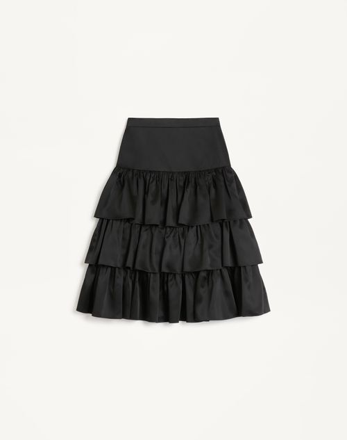 Valentino - Satin Ruffle Skirt— - Black - Woman - Skirts