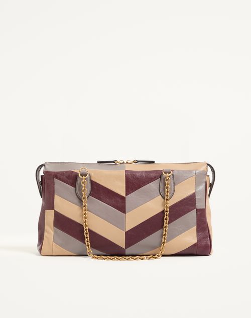 Valentino Garavani - Sac Moyen Porté Épaule Valentino Garavani Panthea En Cuir Nappa À Motif Chevrons - Multicolor - Femme - Sacs Porté Épaule