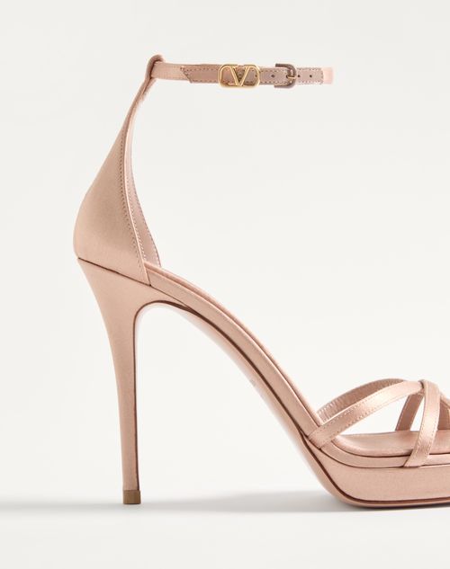 Valentino Garavani - Valentino Garavani Eveninglam Satin Platform Sandal 120mm - Poudre - Woman - Sandals