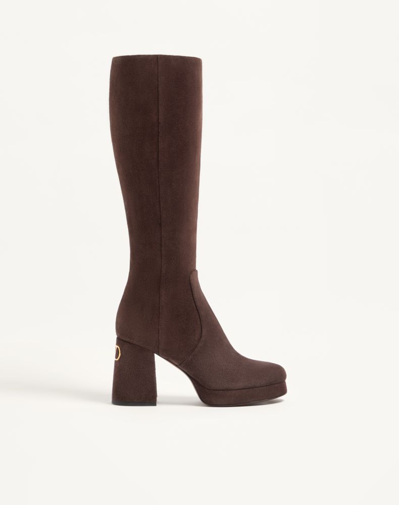 Valentino Garavani Fawcette Plateaustiefel Aus Krustleder, 90 Mm Frau 36 Ebenholz