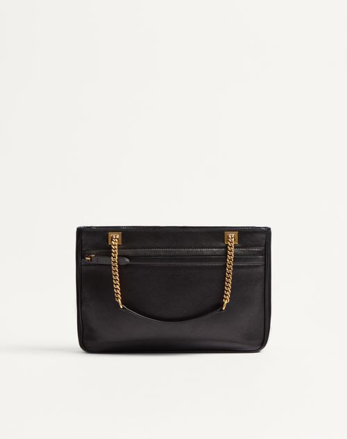 Valentino Garavani - Valentino Garavani Viva Superstar Small Nappa Leather Shopping Bag - Black/spice - Woman - Totes