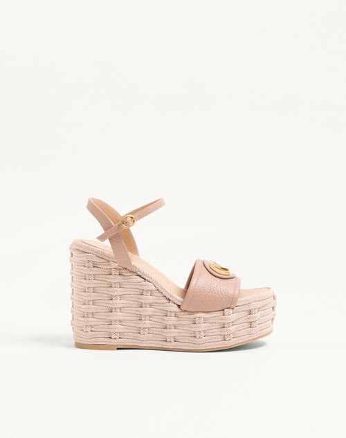 Valentino Garavani Vlogo Signature Wedge Sandal In Grainy Calfskin 120mm Woman Rose Cannelle 39