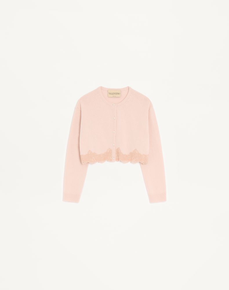 Valentino Women's Pink Wool Cardigan With Lace Woman Xs