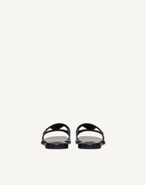 Valentino Garavani - Vlogo Cut-out Calfskin Slide Sandal - Black/antique Brass - Woman - Slides And Thongs
