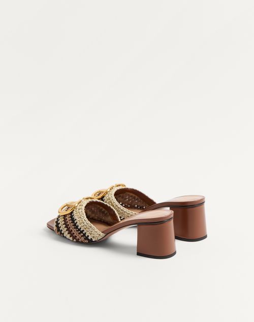 Valentino Garavani - Vlogo Signature Slide Sandal With Crochet Embroidery 60mm - Multicolour - Woman - Sandals